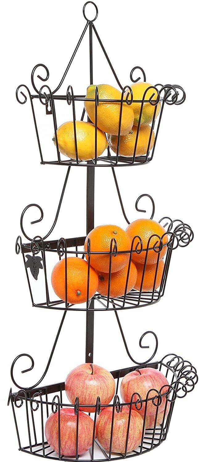Tiered fruit baskets in a vertical design