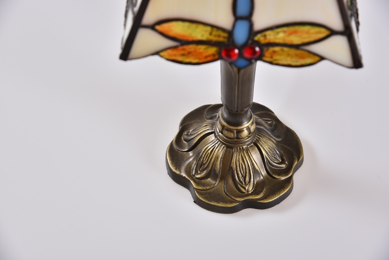 Tiffany Lamp For Living Room ,Table Top Stained Glass Bedside Table Lamp For Bedroom, High Quality Resin Base, 15" Tall Large Luxurious Dragonfly Style Farmhouse Desk Light