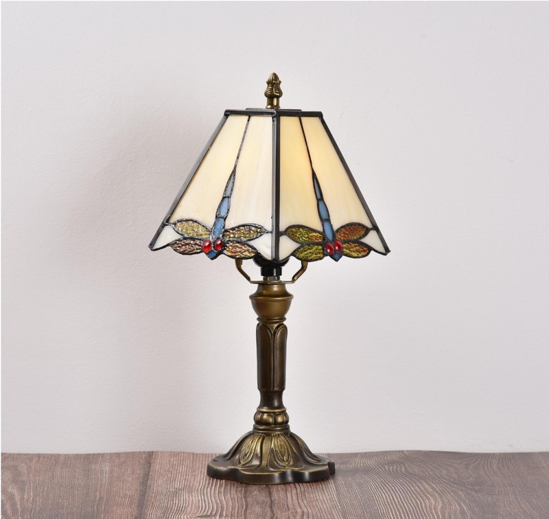 Tiffany Lamp For Living Room ,Table Top Stained Glass Bedside Table Lamp For Bedroom, High Quality Resin Base, 15" Tall Large Luxurious Dragonfly Style Farmhouse Desk Light