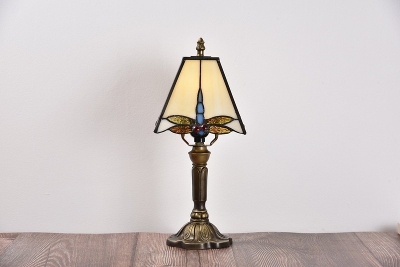 Tiffany Lamp For Living Room ,Table Top Stained Glass Bedside Table Lamp For Bedroom, High Quality Resin Base, 15" Tall Large Luxurious Dragonfly Style Farmhouse Desk Light