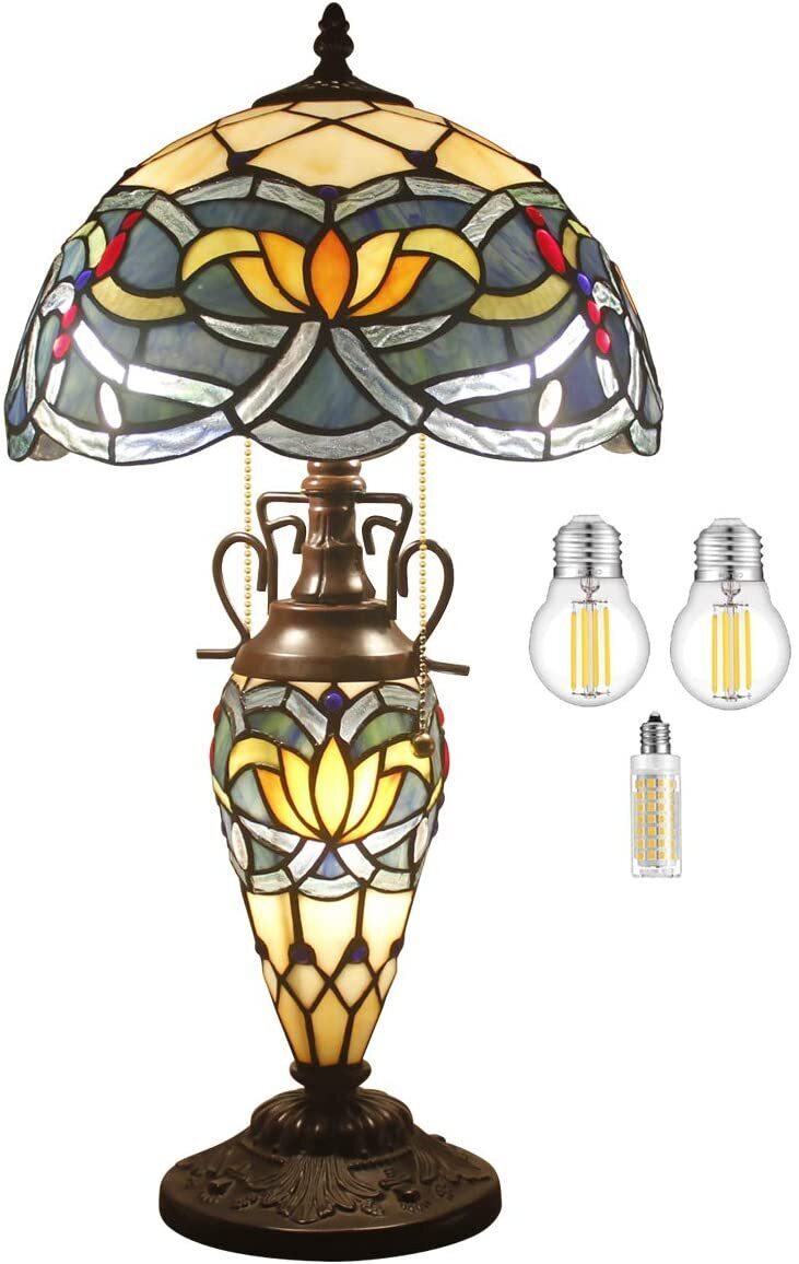 Tiffany table lamp with a sophisticated base