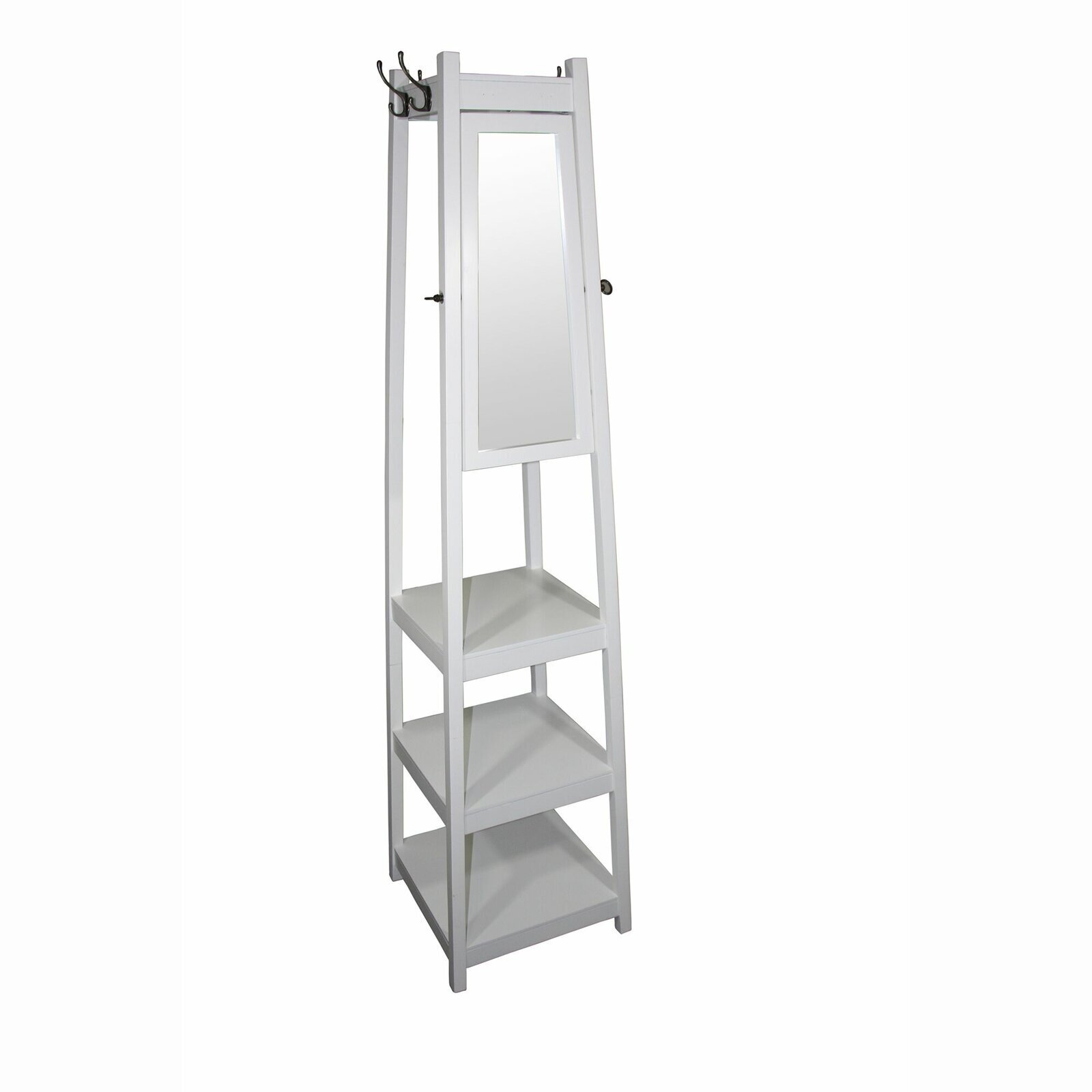 Tower styled Coat Rack With Mirror and Shelves