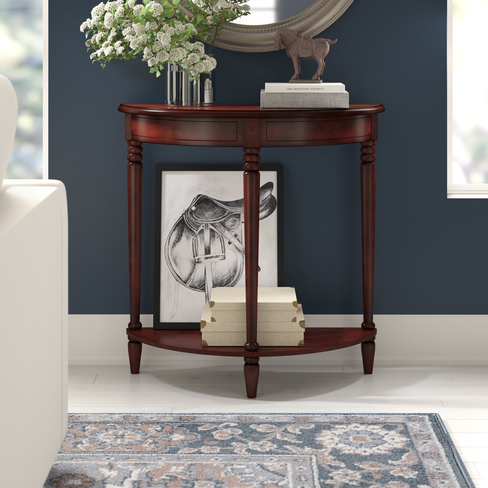 Traditional Half Round Console Table 