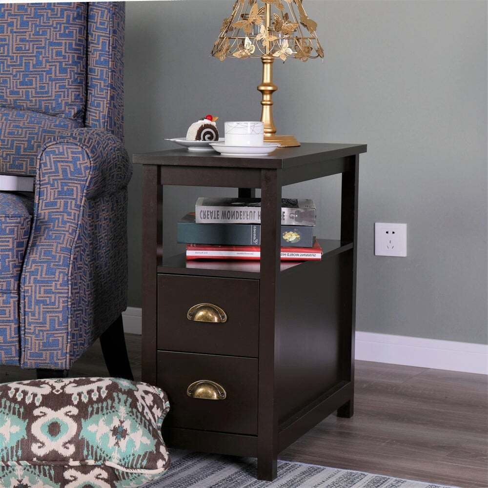 Transitional end table with drawers