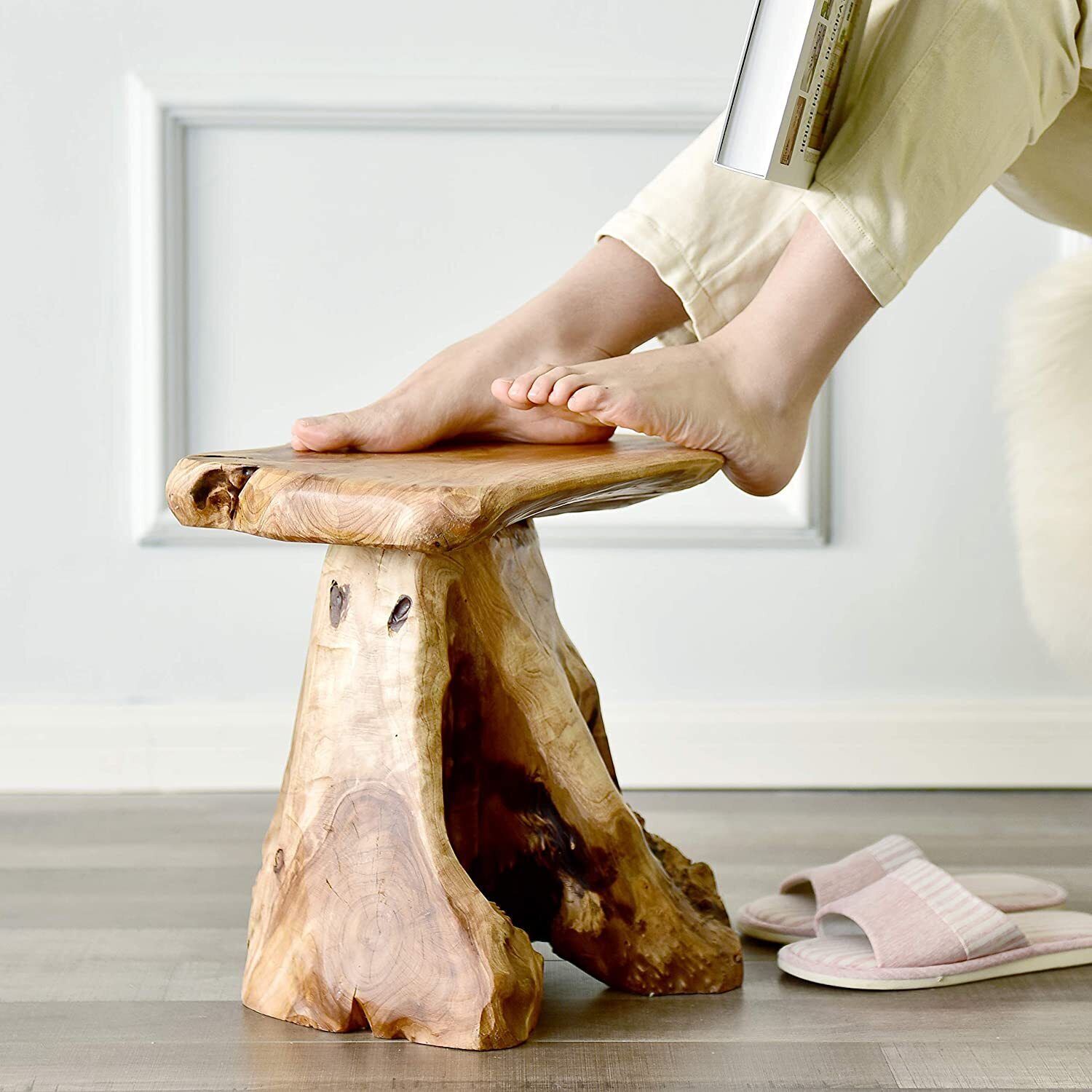 Tree Stump Wood Footrest