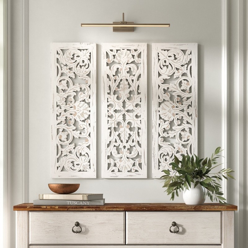 Trio of Carved Wall Accents