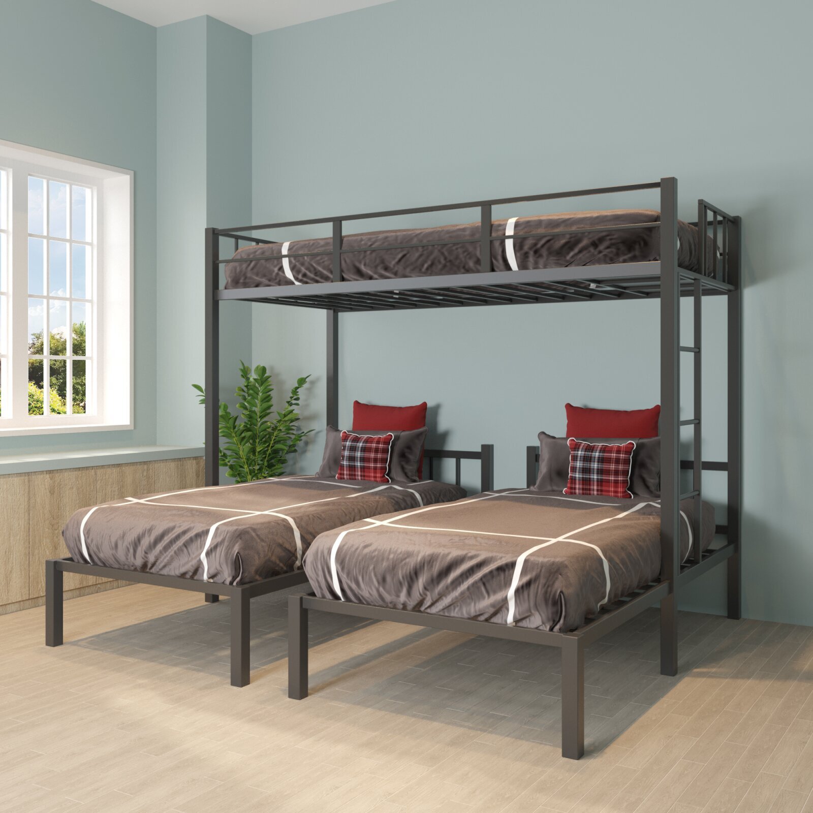 Triple Sleeper Beds With Two Singles and One Bunk