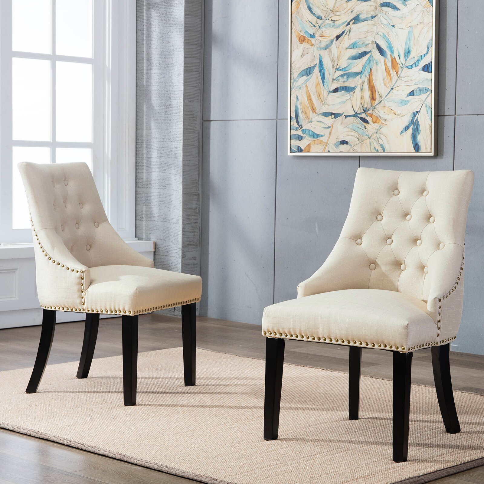Tufted back dining captains chairs