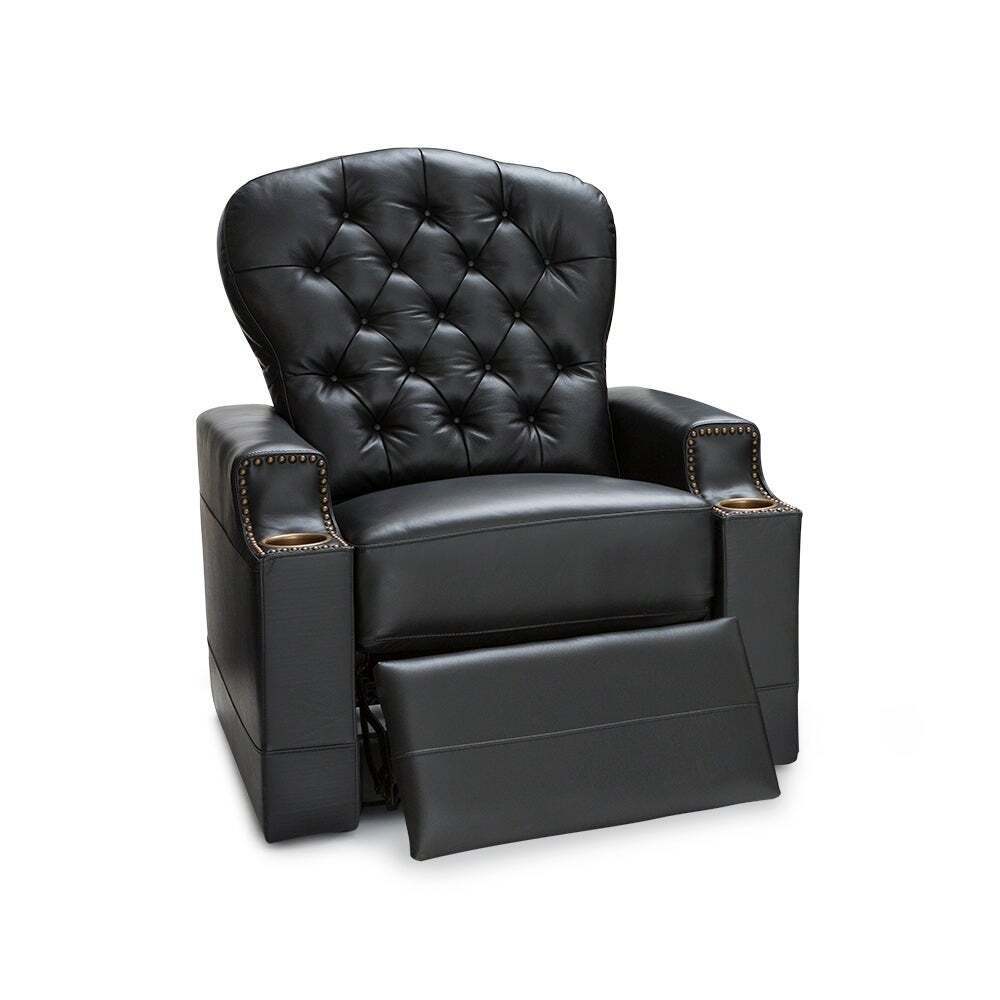 Tufted Backrest Recliner With USB Ports and Cup Holders