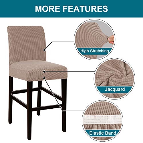 Elastic Band Dining Chair Cover Bar Low Back Seat Cover Home Supplies Blue 