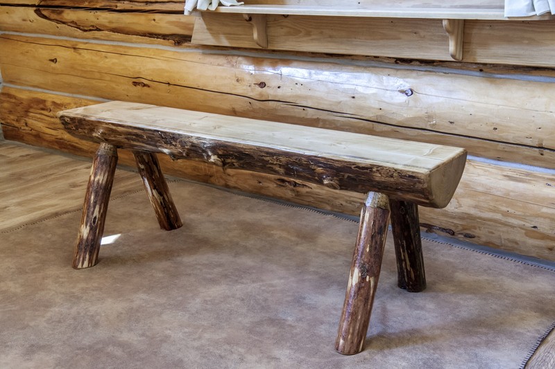 Tustin Half Log Wood Bench