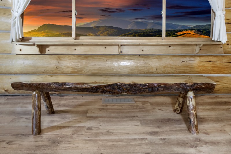 Tustin Half Log Wood Bench