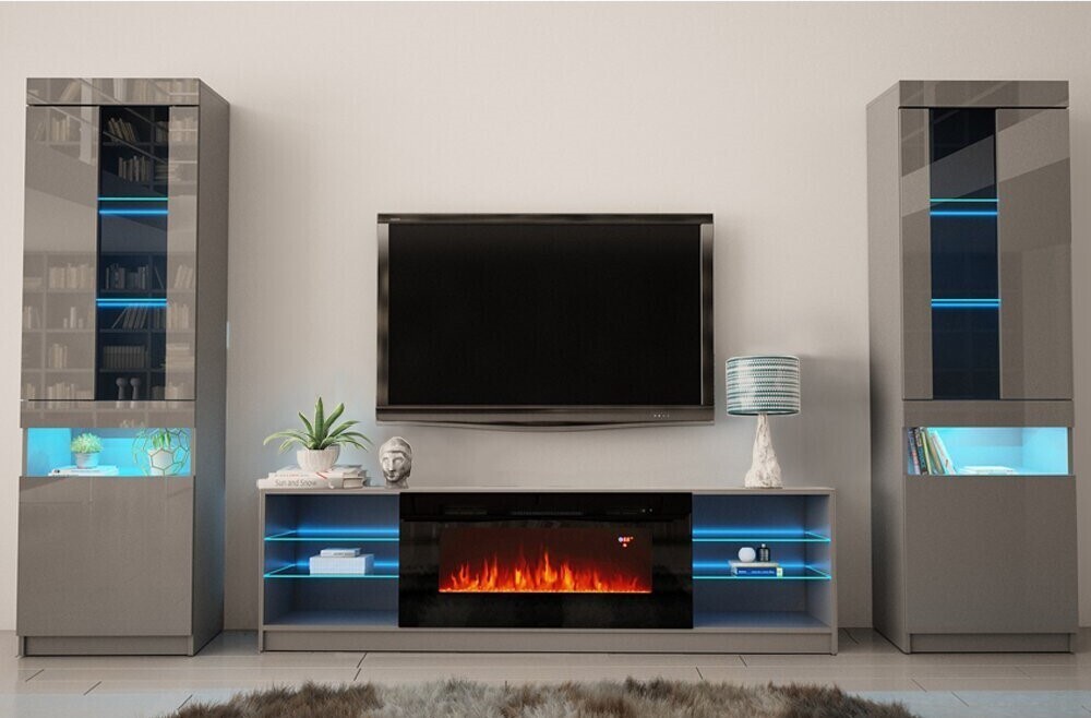 TV Wall Unit for Living Room with Built in Fireplace