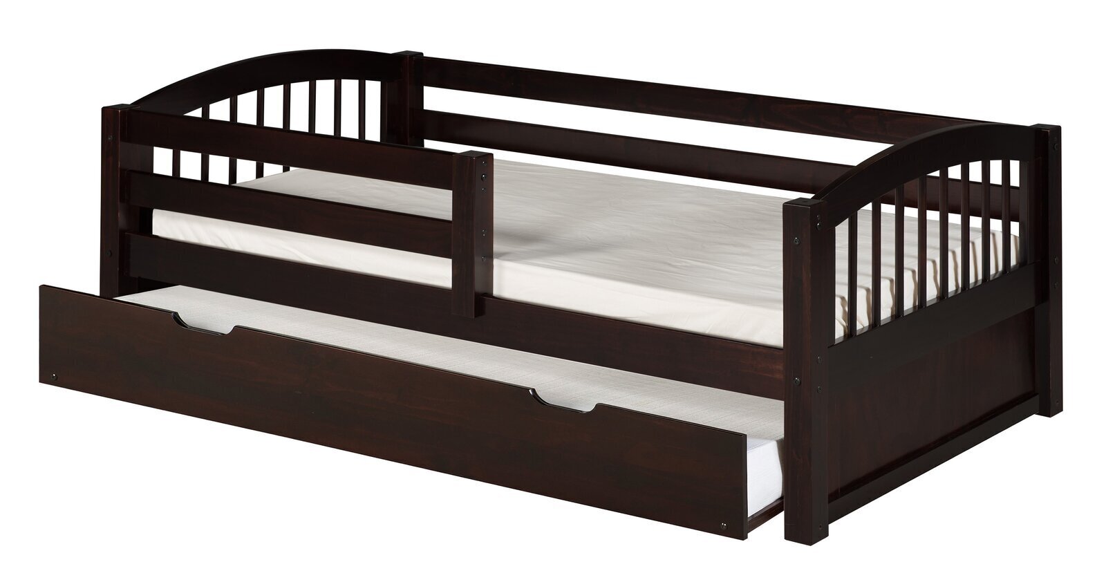 Twin Captain Bed with Guard Rails and Trundle