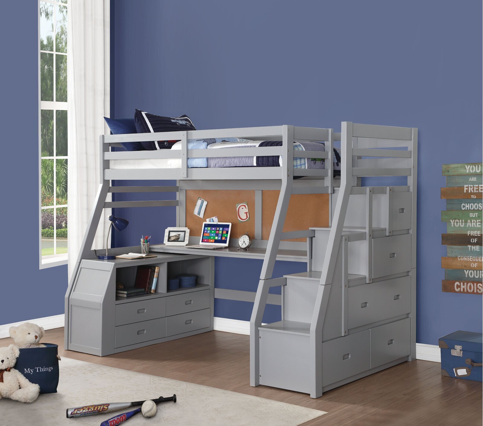 Twin Loft Bed With Bookcase