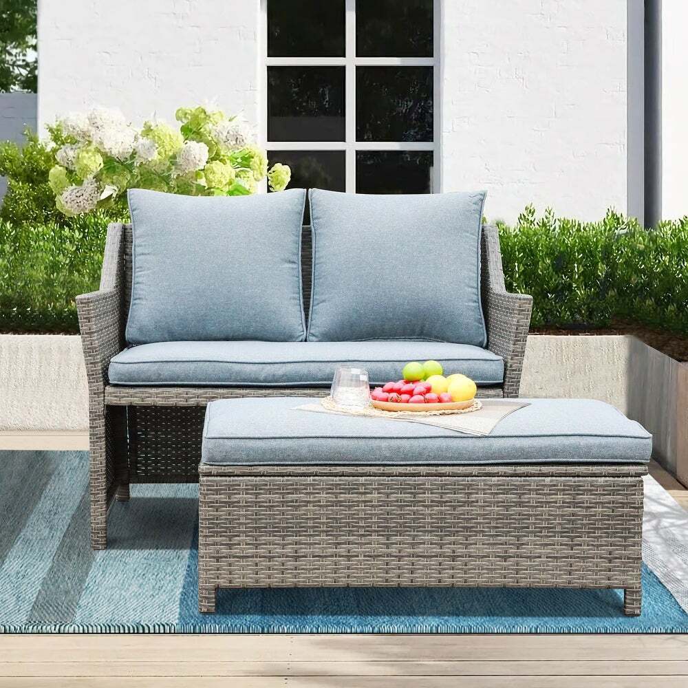Two Seater Outdoor Couch With Storage Coffee Table