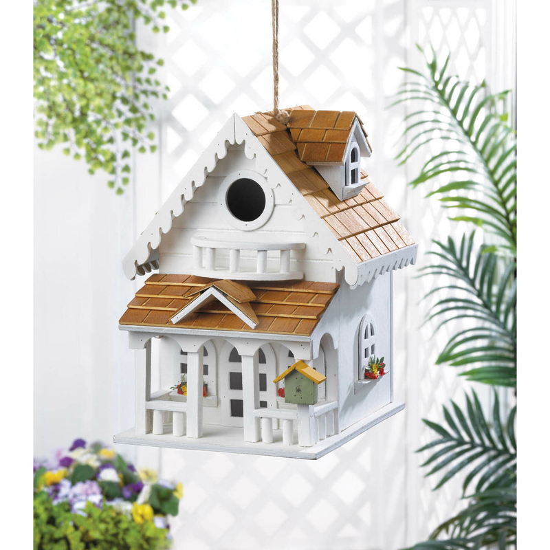Two Story Happy Home 10.5 in x 8 in x8.5 in Birdhouse