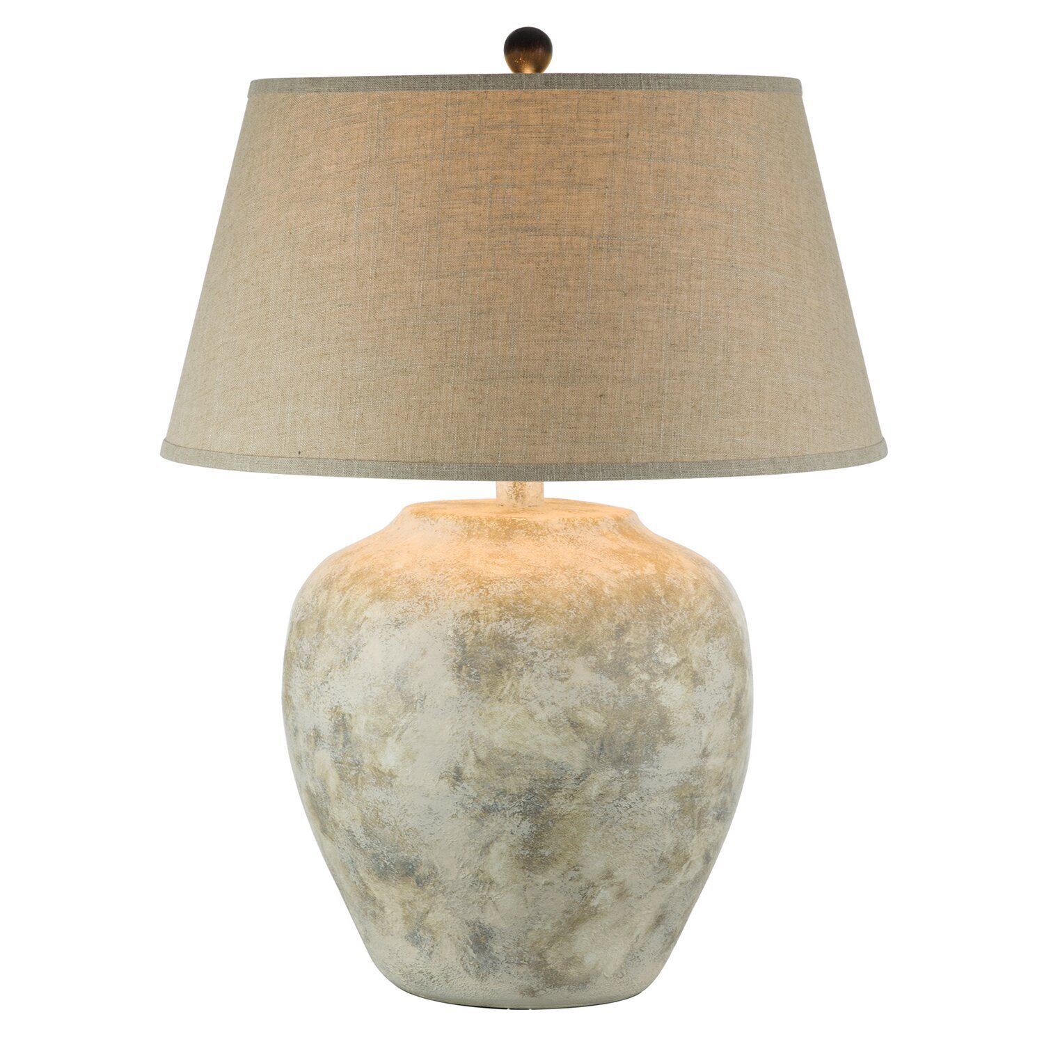 Two Toned Japandi Lamp With Linen Shade 