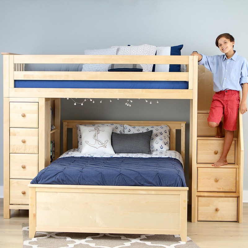 Tyree 8 Drawer Solid Wood L-Shaped Bunk Beds by Three Posts™ Baby & Kids