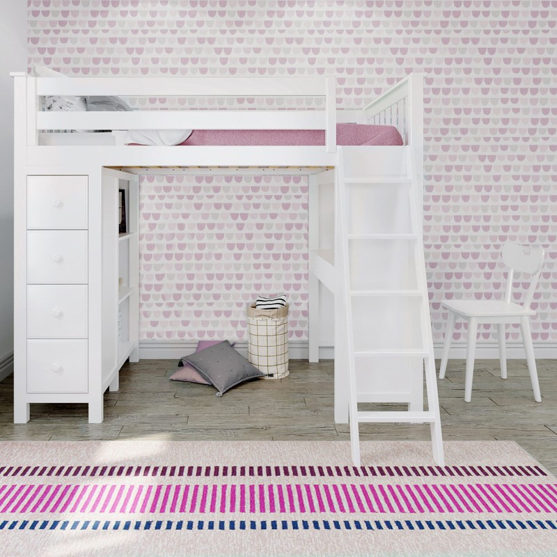 Tyree Twin 4 Drawer Solid Wood Loft Bed with Bookcase by Three Posts™ Baby & Kids