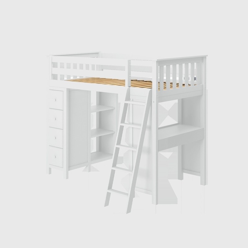 Tyree Twin 4 Drawer Solid Wood Loft Bed with Bookcase by Three Posts™ Baby & Kids