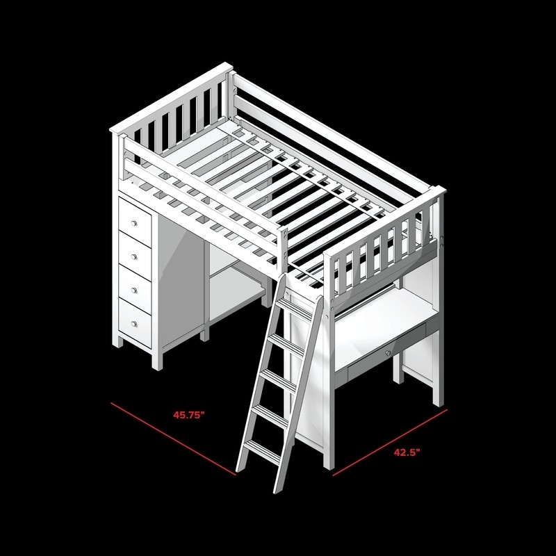 Tyree Twin 4 Drawer Solid Wood Loft Bed with Bookcase by Three Posts™ Baby & Kids