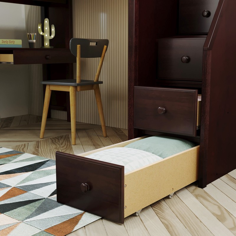 Tyree Twin 4 Drawer Solid Wood Loft Bed with Built-in-Desk by Three Posts™ Baby & Kids