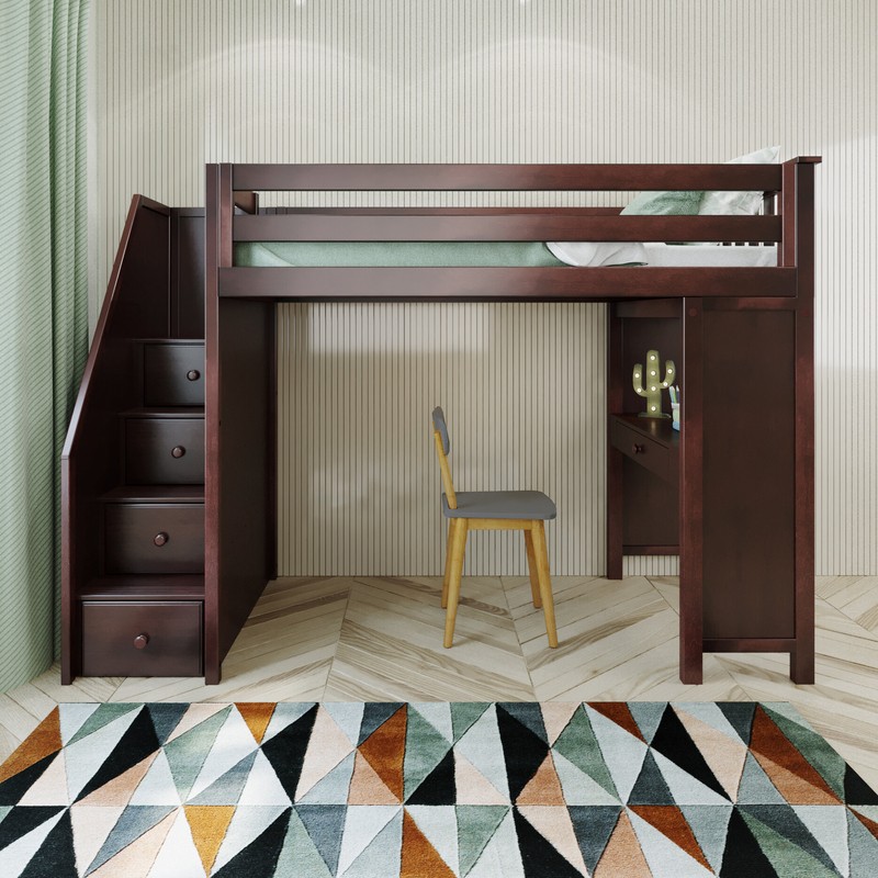 Tyree Twin 4 Drawer Solid Wood Loft Bed with Built-in-Desk by Three Posts™ Baby & Kids