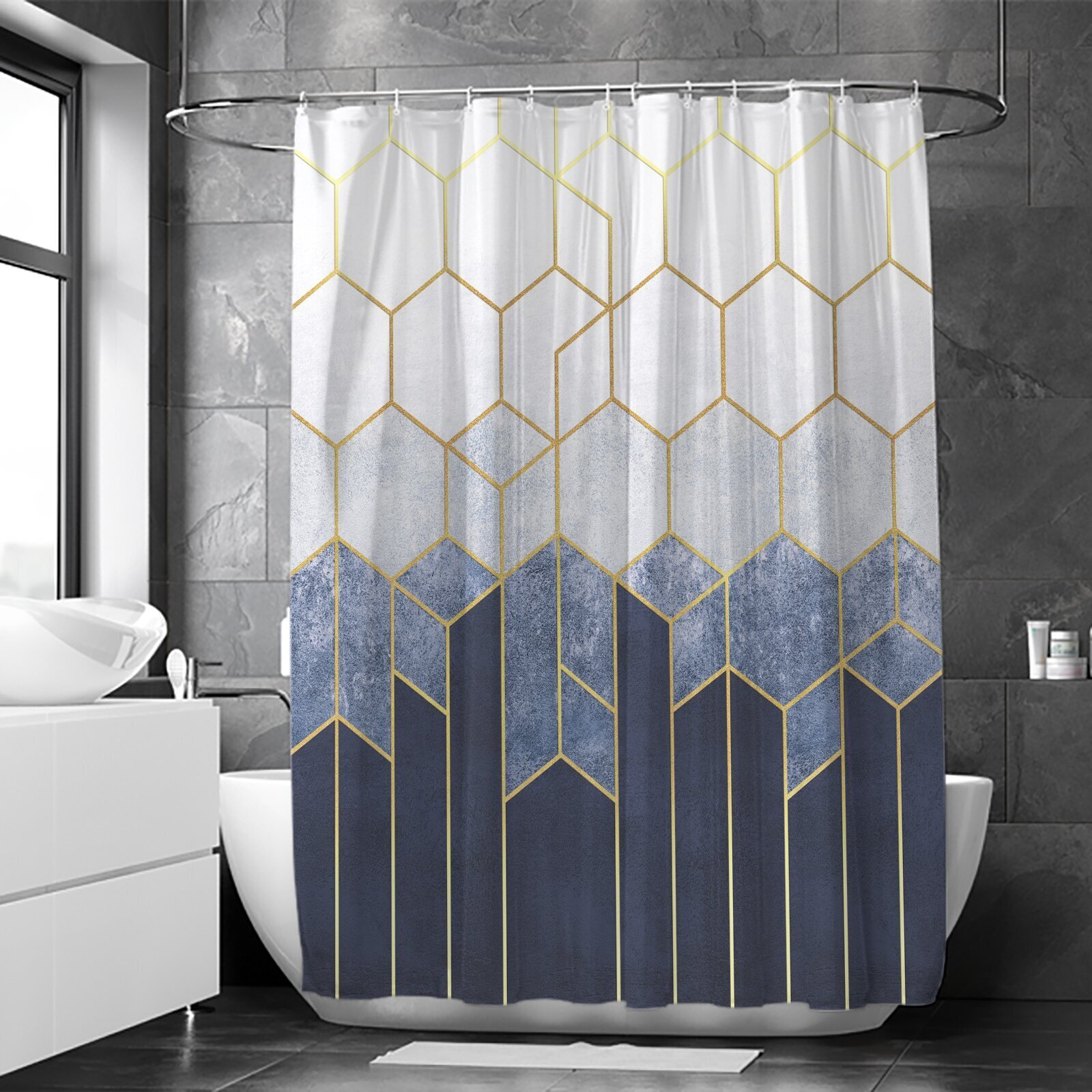 Unique metallic gold shower curtain