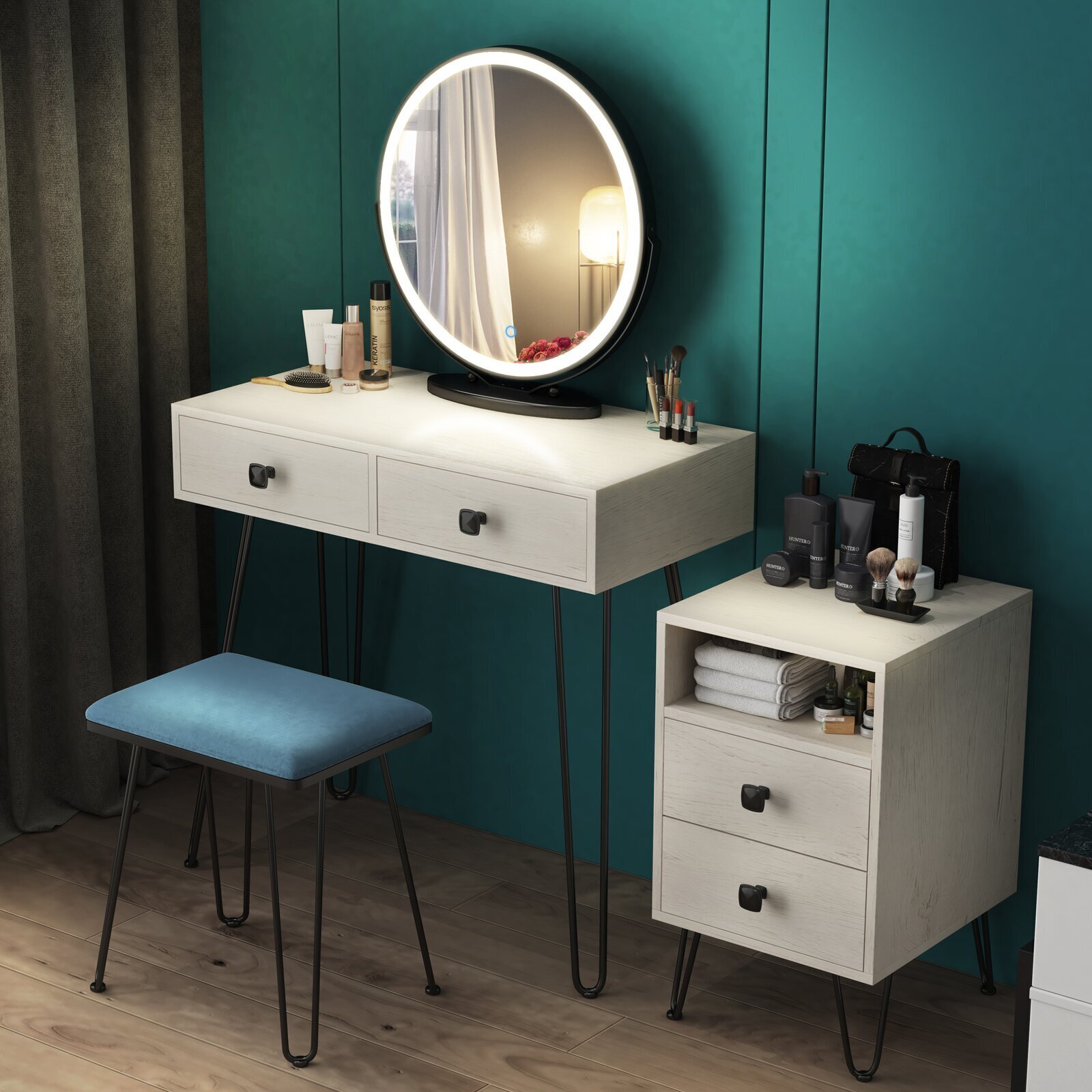 Vanity with Drawers and Black Detailing