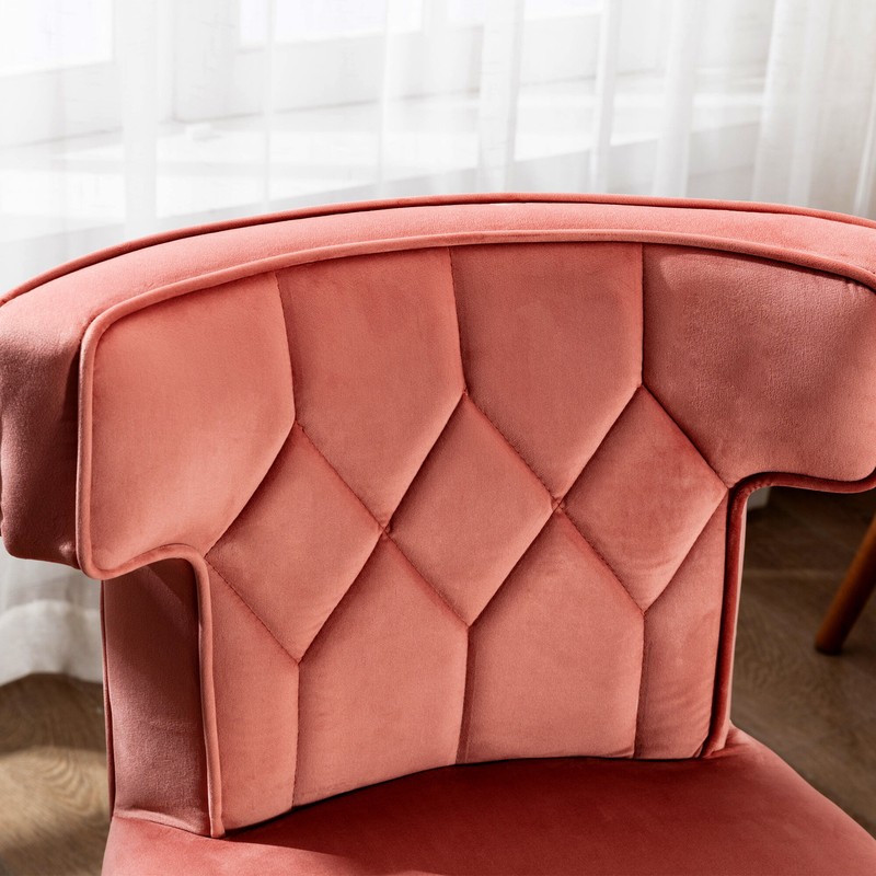 Velvet Office Chair Swivel Home Desk Chair With Wheels Upholstered Tufted Vanity Rolling Task Chair