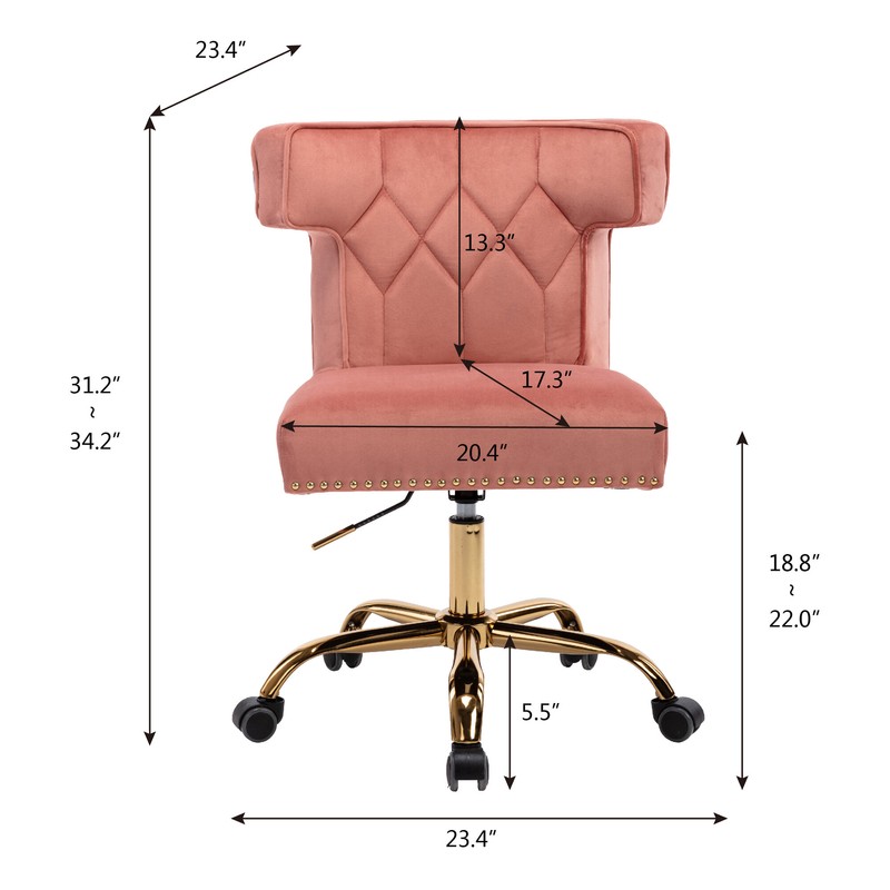 Velvet Office Chair Swivel Home Desk Chair With Wheels Upholstered Tufted Vanity Rolling Task Chair