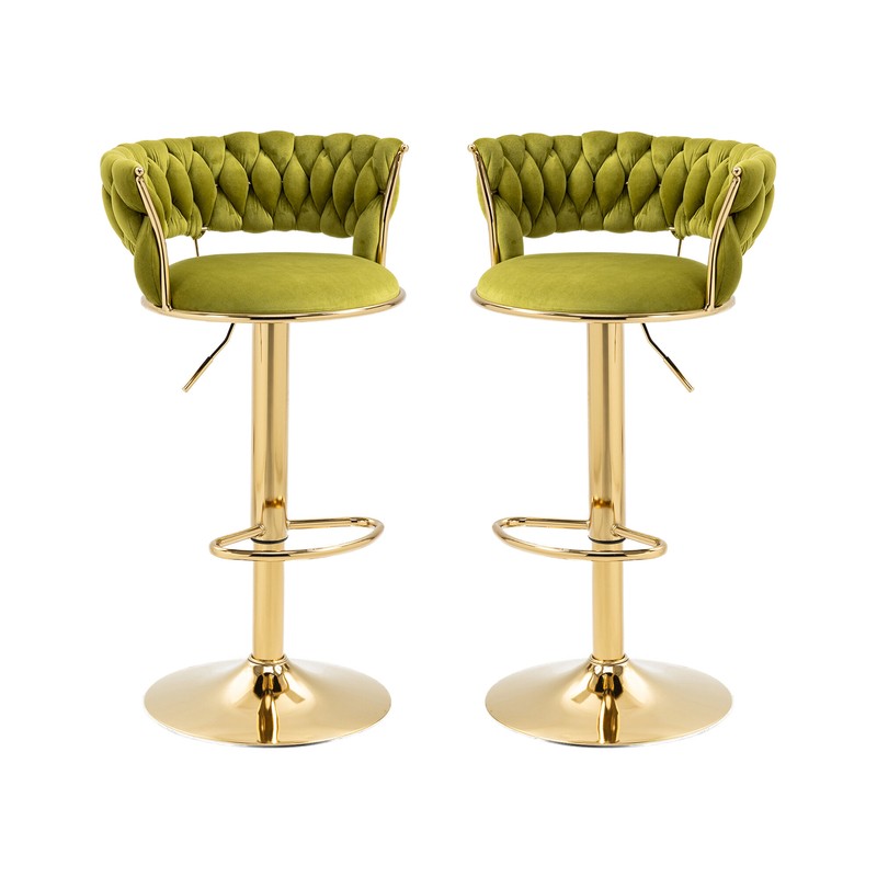 Velvet Swivel Bar Stool Set Of 2 Black