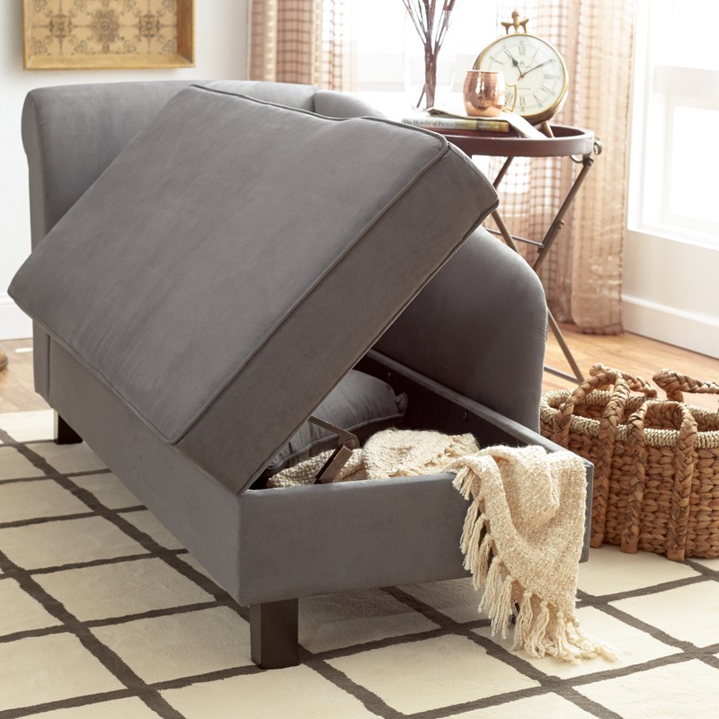 Verona One Left-Arm Chaise Recessed Arms Chaise Lounge with Storage