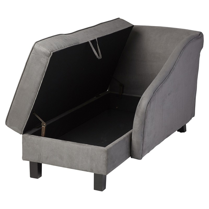 Verona One Left-Arm Chaise Recessed Arms Chaise Lounge with Storage