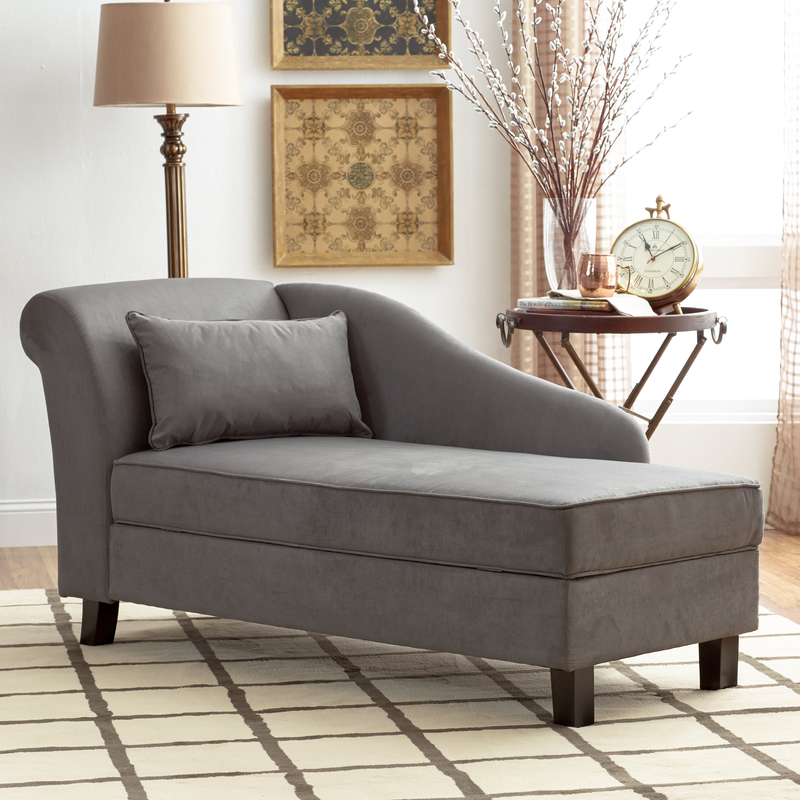 Verona One Left-Arm Chaise Recessed Arms Chaise Lounge with Storage