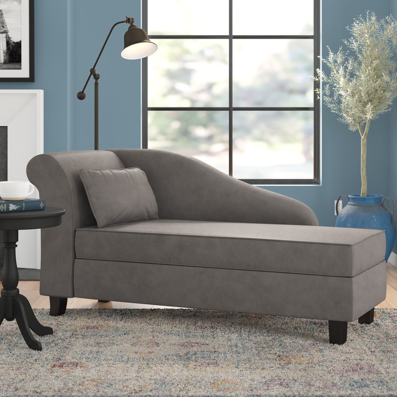 Verona One Left-Arm Chaise Recessed Arms Chaise Lounge with Storage