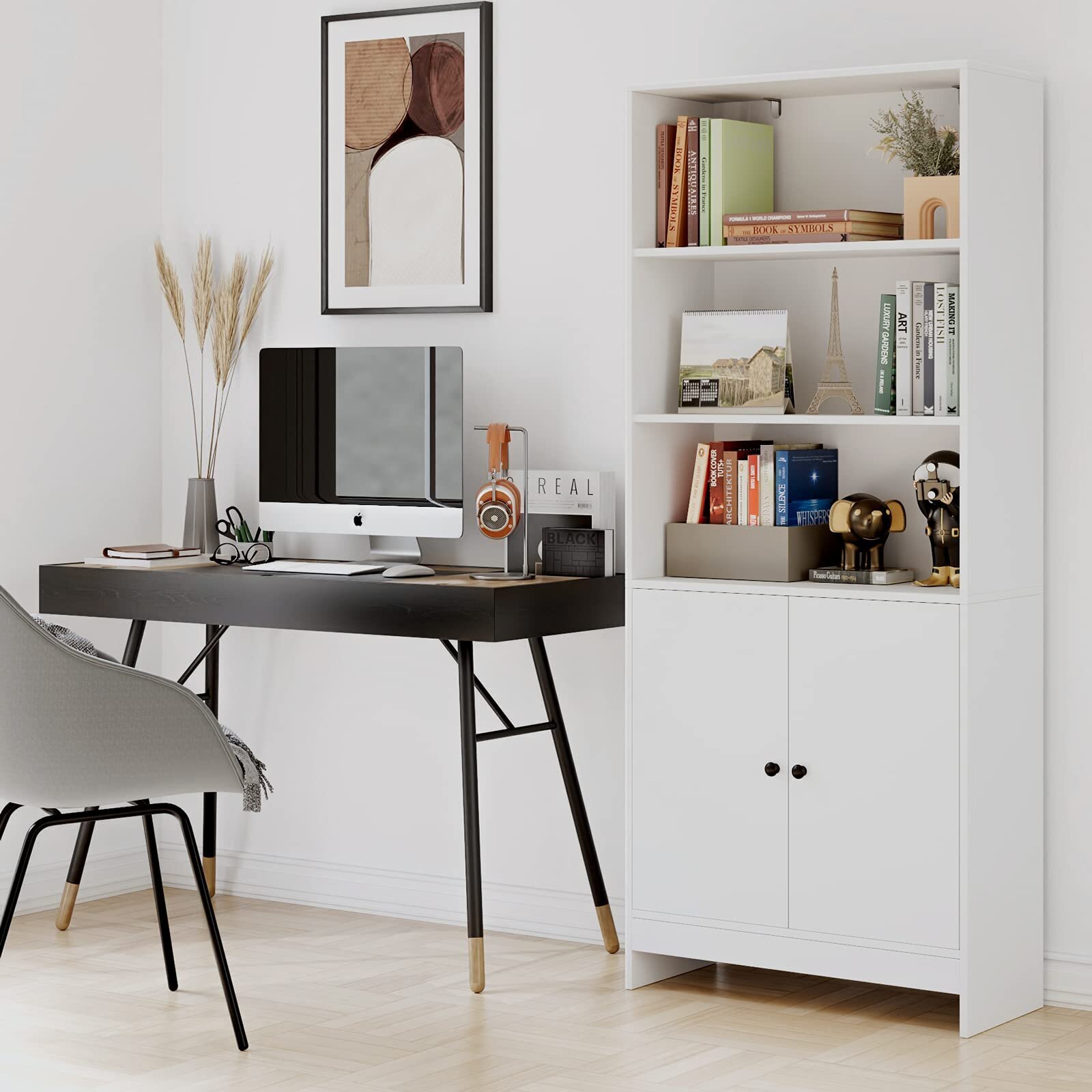 Versatile minimalist wooden bookcase