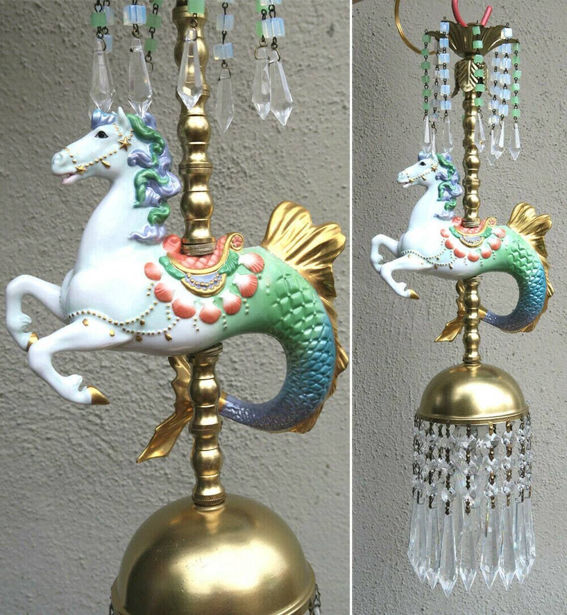 Vintage Brass Seahorse Lamp