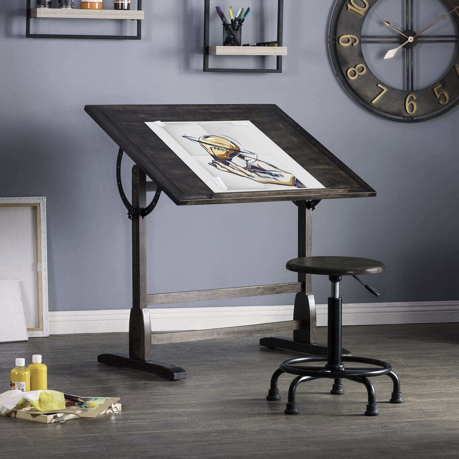 Vintage Inspired Wooden Drafting Table