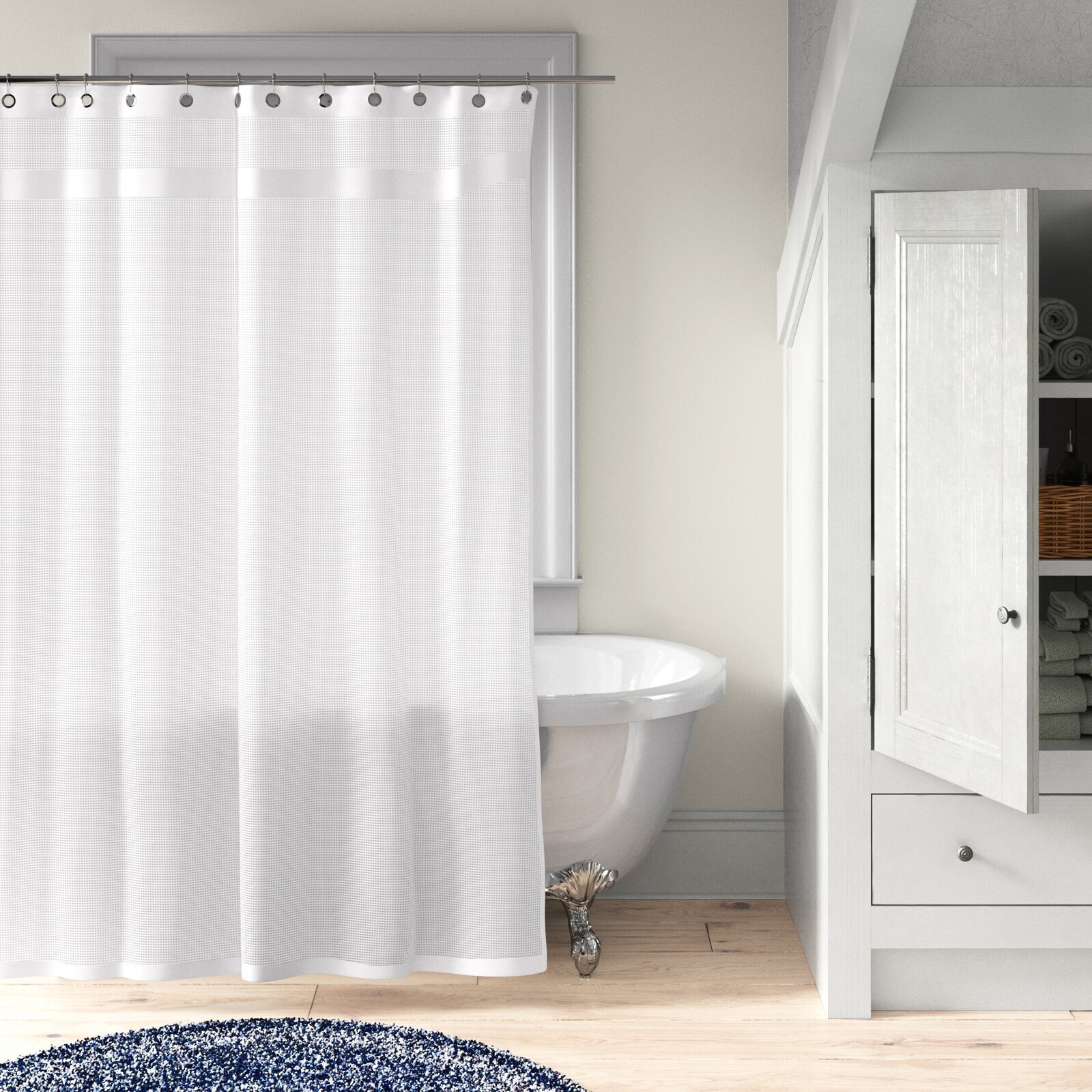 Shower Curtain Bathroom Plastic Waterproof Mildew Splash Resistant Plain W/Ring 