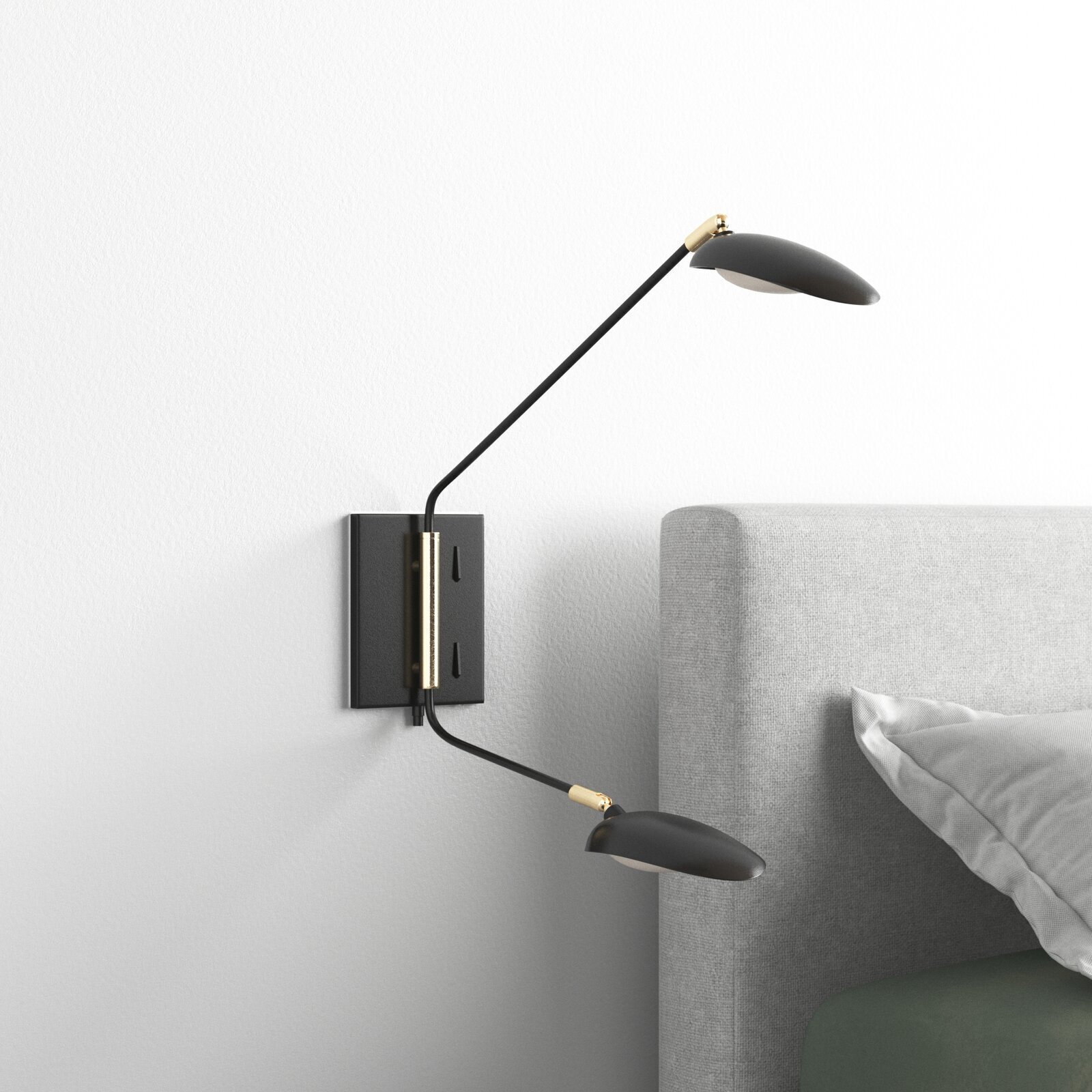 Wall Mounted Bedside Lamps with Two Arms