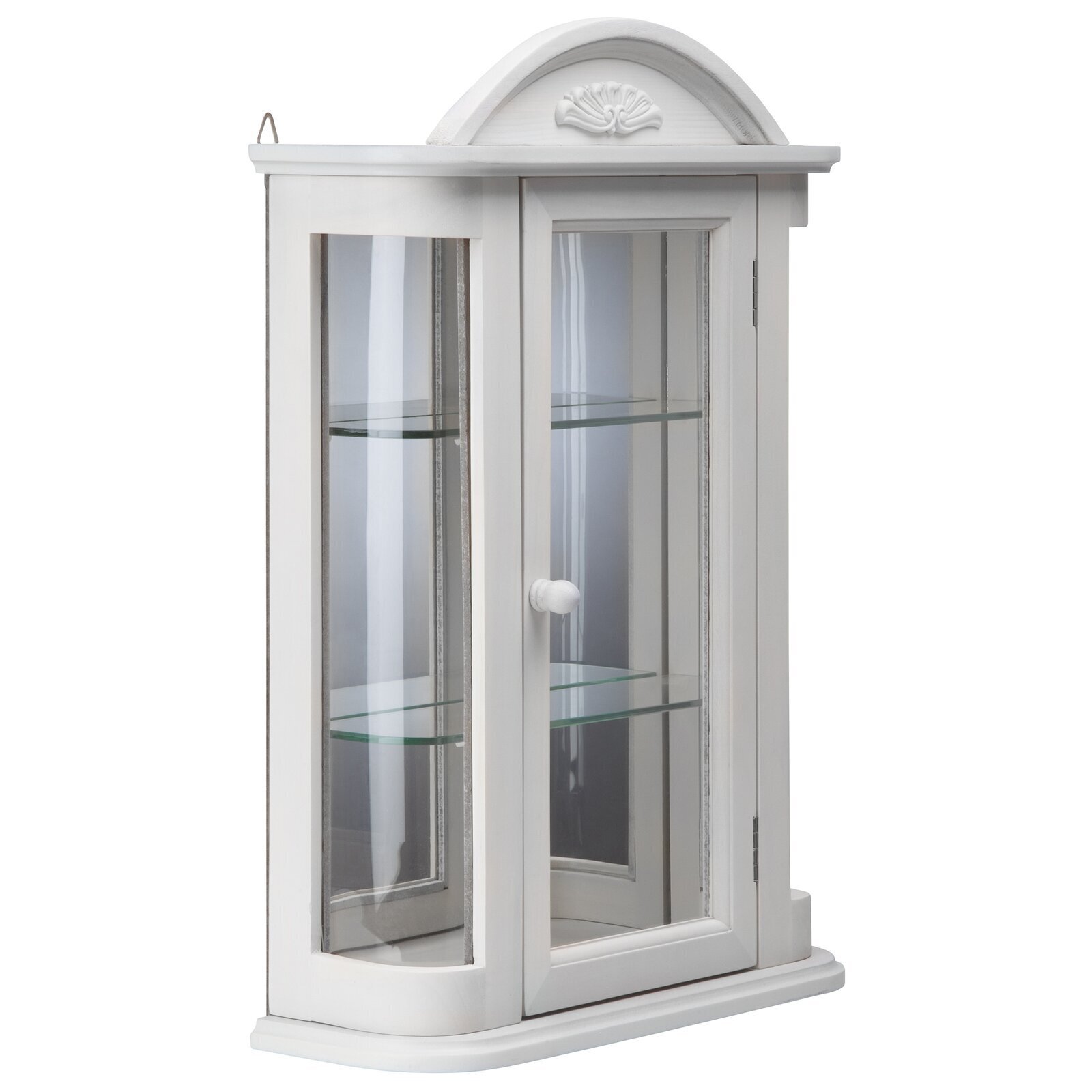 Wall Mounted Display Cabinet with Glass Doors and Shelves