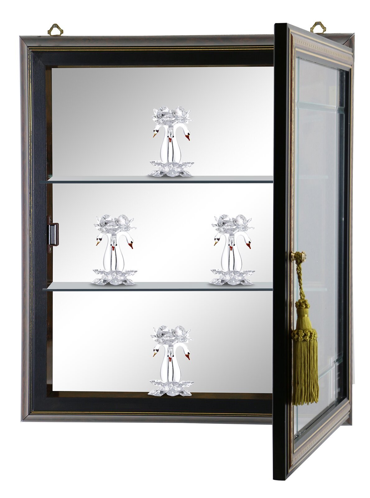 Wall Mounted Glass Cabinet with Tassel