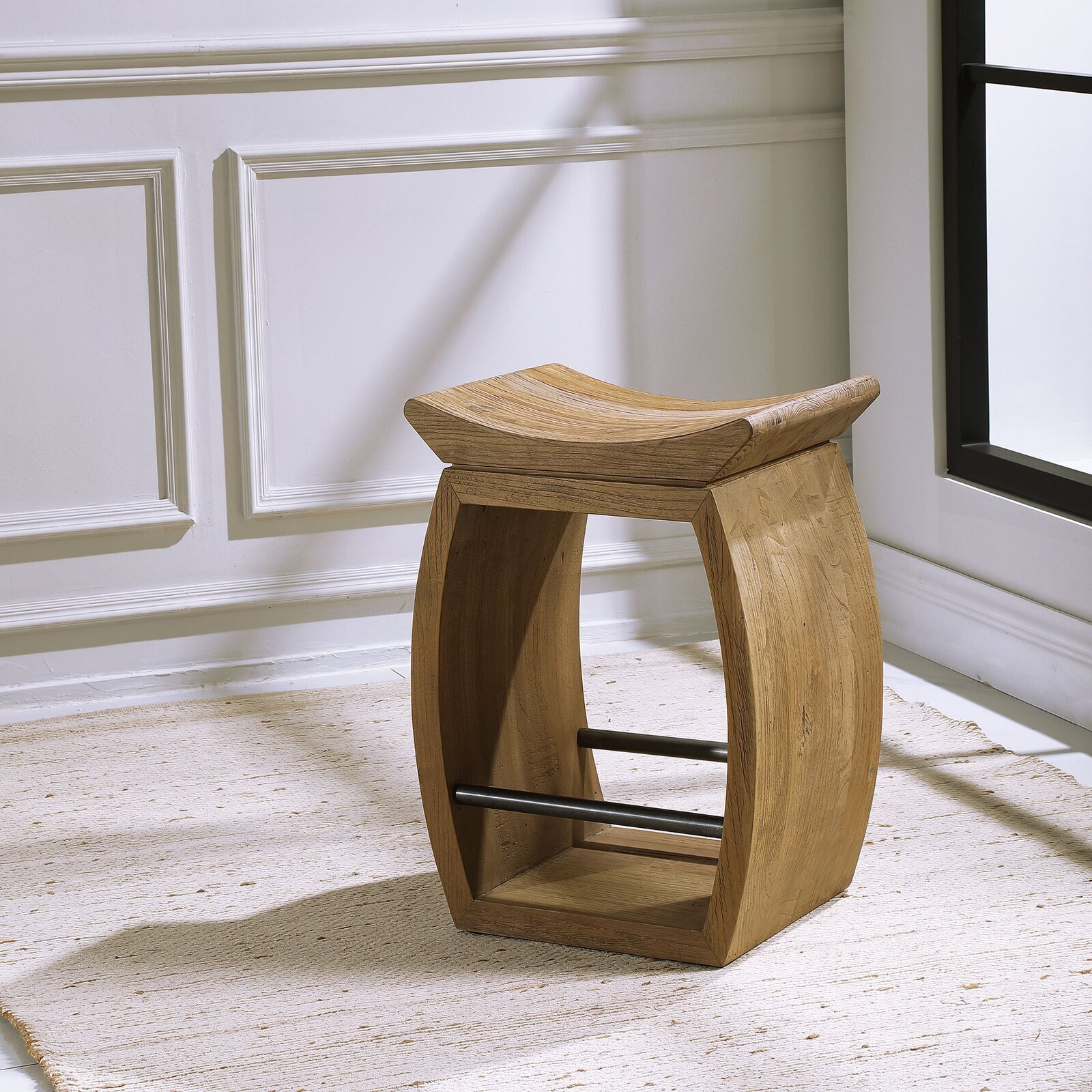 Western Counter Stool with Saddle Seat