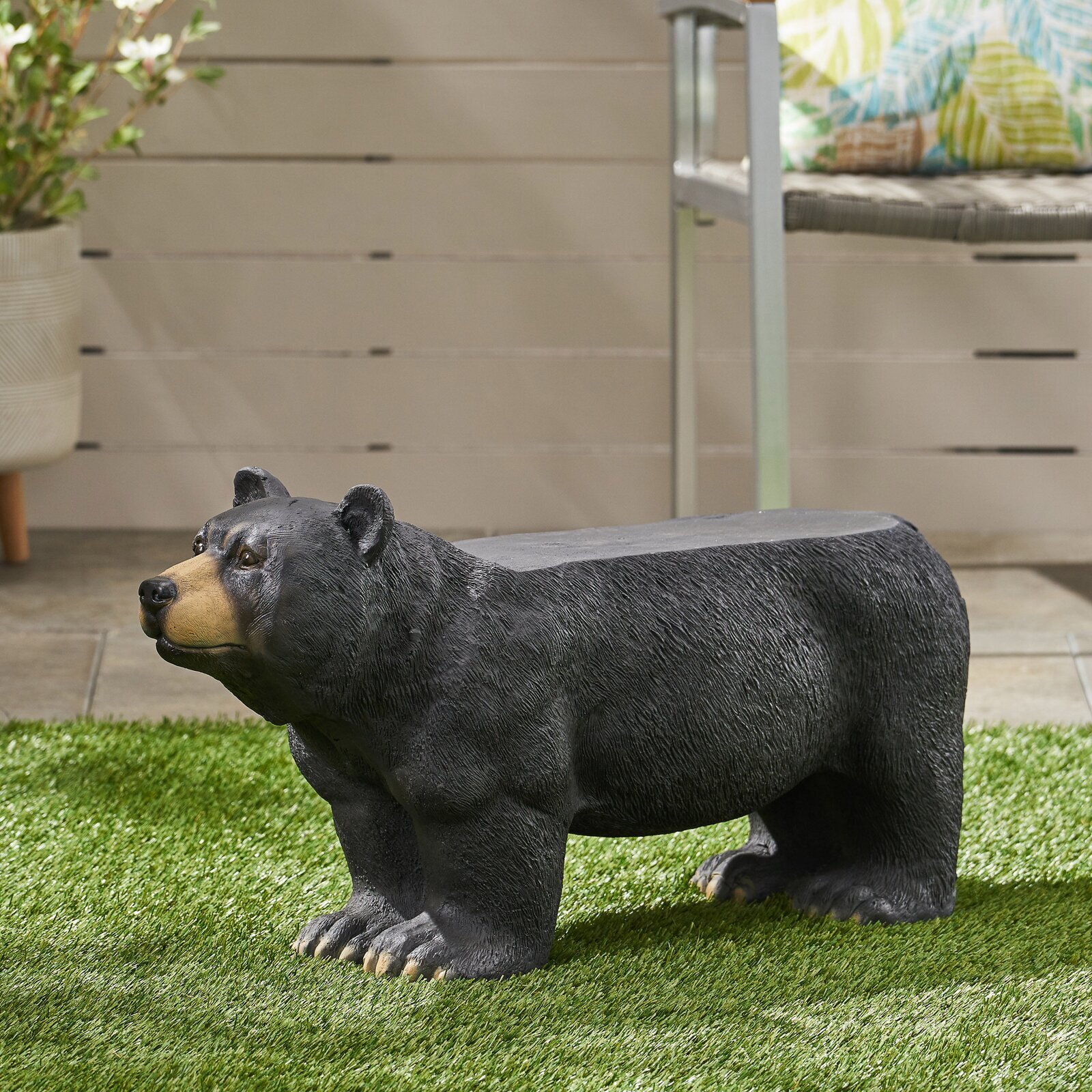 Whimsical Bear Shaped Cement Bench