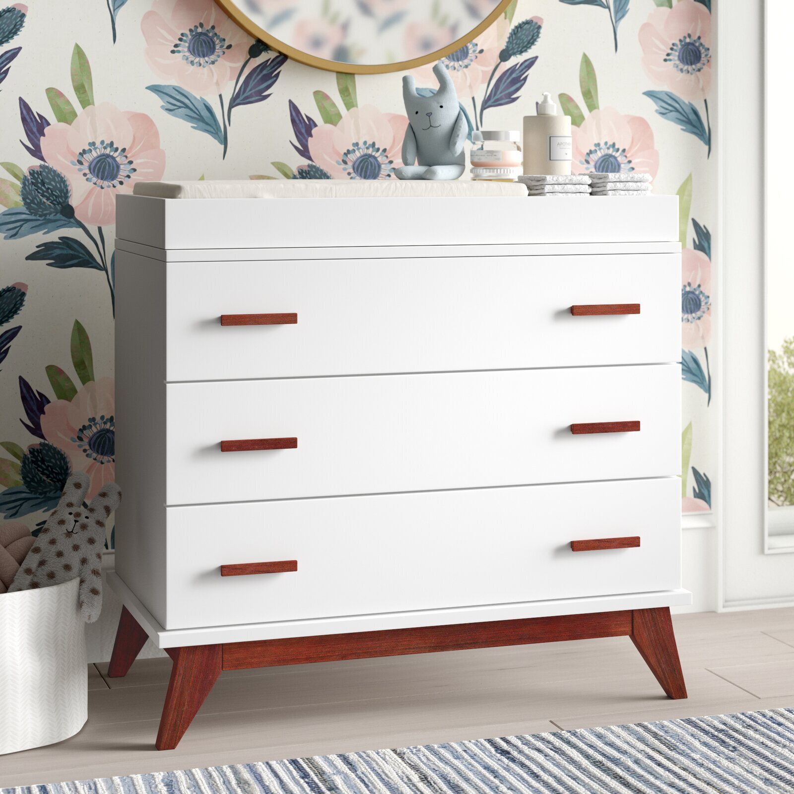 White Brown Wood Changing Table