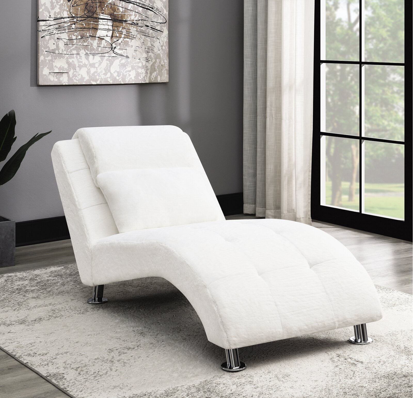 White fur chaise lounge 
