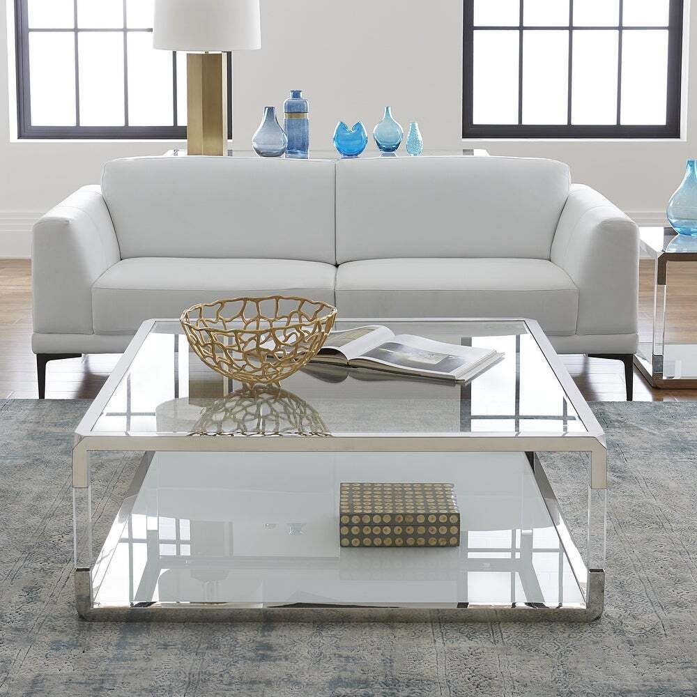 White Glass Coffee Table Square