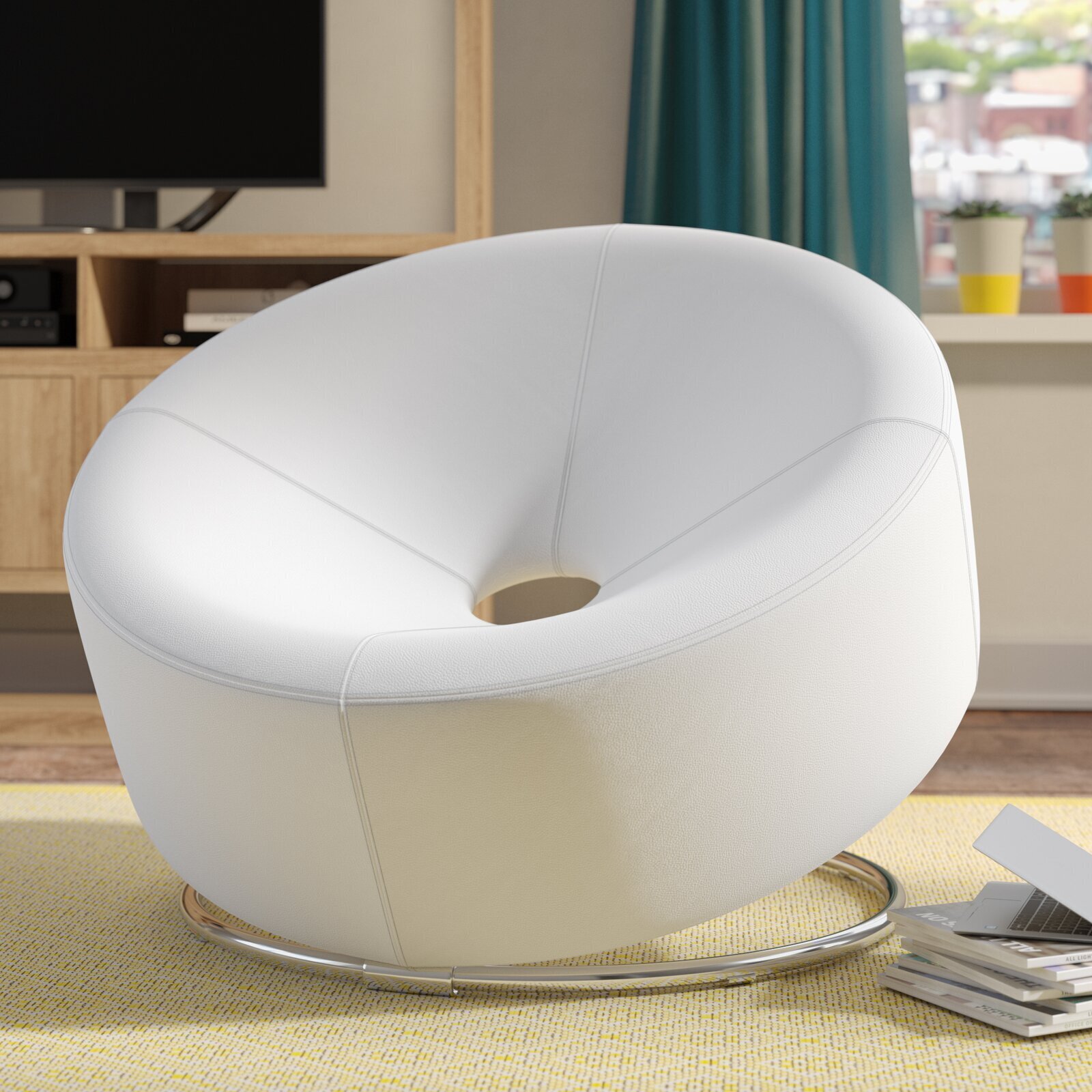 White Leather Contemporary Chair